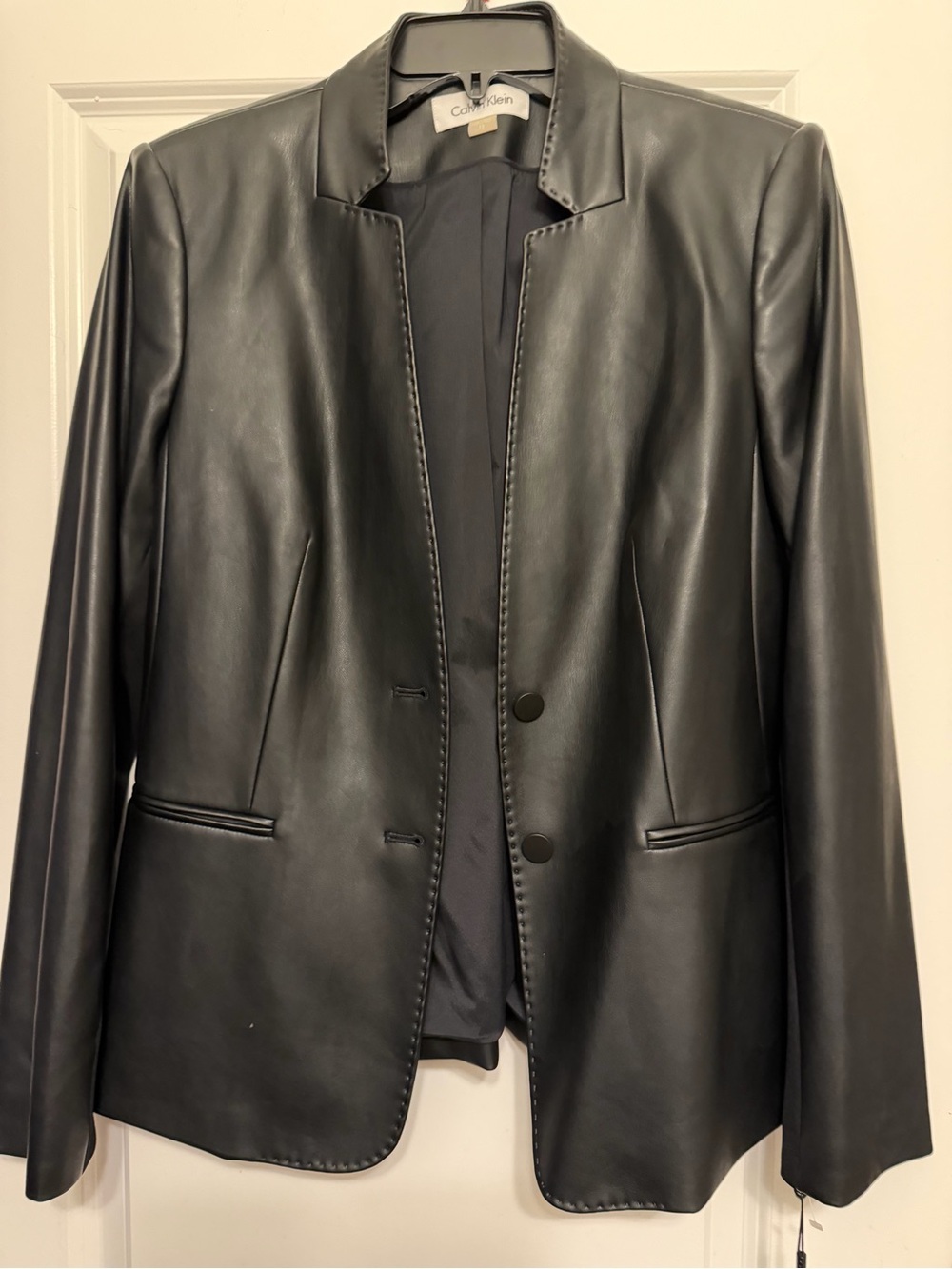 Calvin Klein Black Faux Leather Blazer